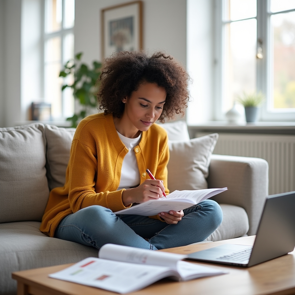 Freelance creativo che rivede il proprio lavoro con attenzione