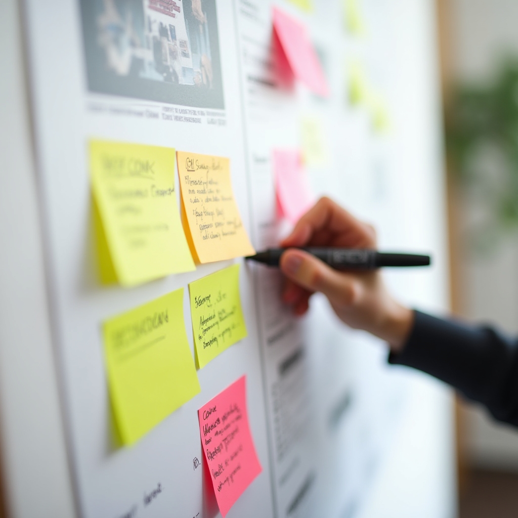 Sessione di feedback su progetto grafico con annotazioni colorate